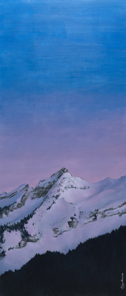 Depuis Villars, le soir | Huile sur bois | 94×40 cm | 2023