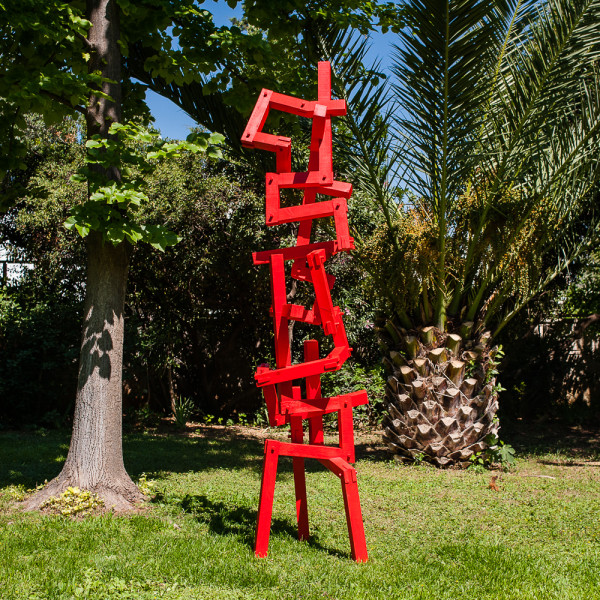 Sculpture Construction Rouge de Marc Raymond sculpteur