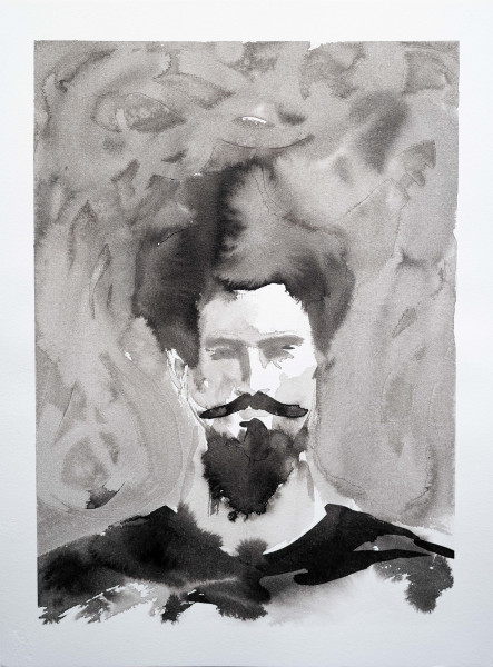 Autoportrait | Encre de chine sur papier | 40×30 cm | 2024