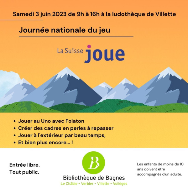 Flyer journée nationale du jeu Val de Bagnes Ludothèque