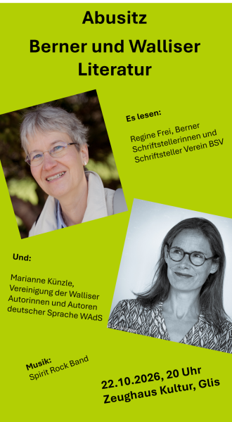 Zwei Autorinnen sind auf dem Bild. Der Hintergrund ist grün