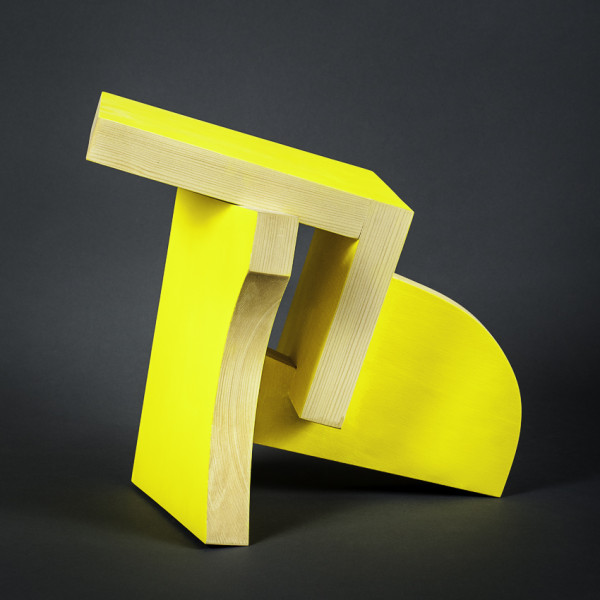 Jaune n.2, bois peint, Marc Raymond sculpteur